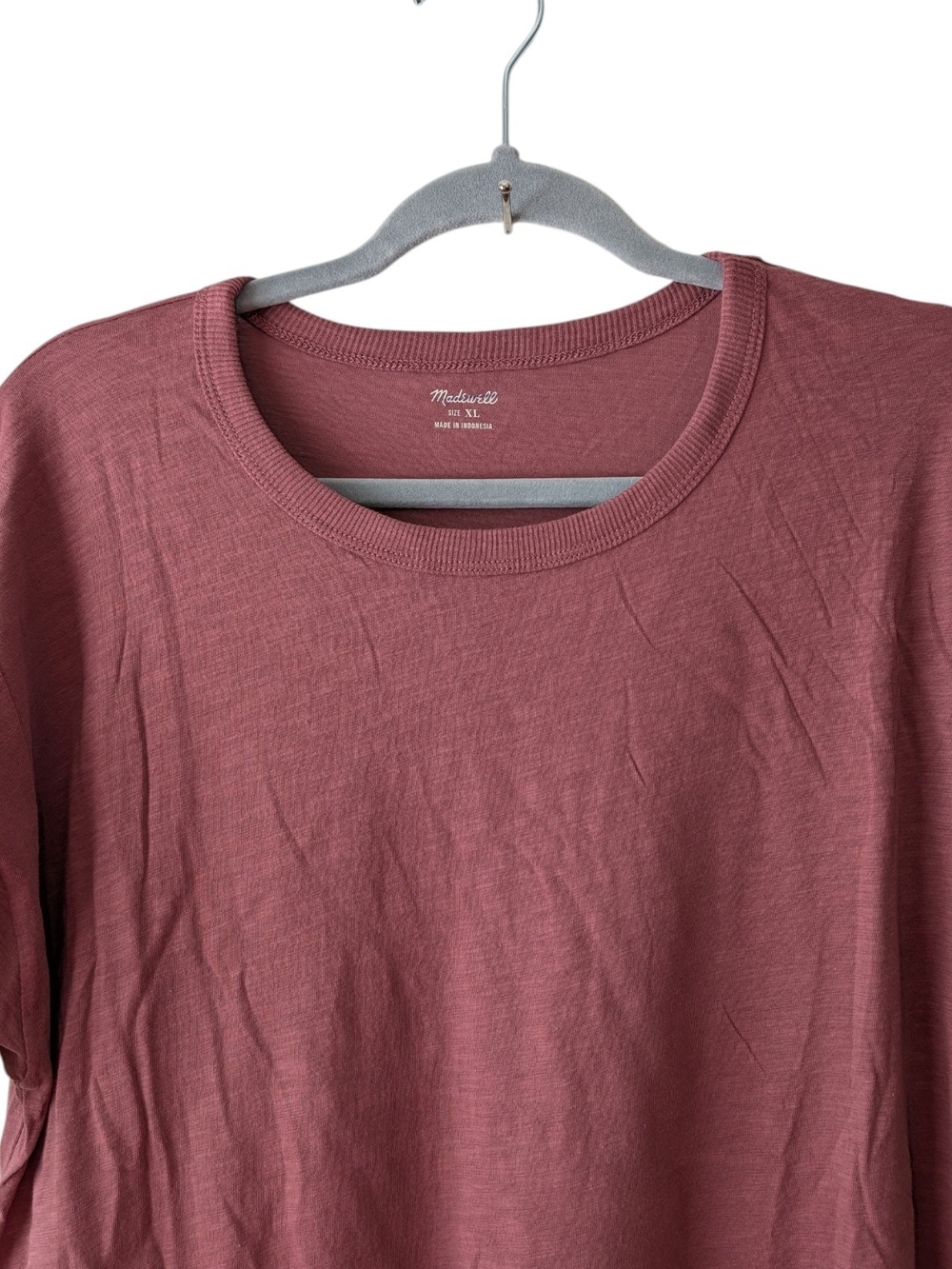MADEWELL WOMEN'S BURGUNDY RELAXED CREWNECK TEE SIZE XL - Picture 4 of 7